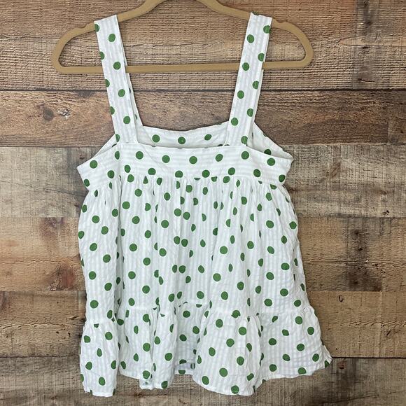 NEW ASOS Babydoll Peplum Tank Top White Green Polka Dot Size 6 - Picture 4 of 8